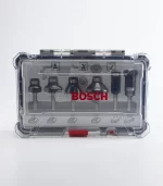Set de Fresas Mixto 1/4" Marca BOSCH con fresas de tungsteno y estuche Easy-Pick para cortes precisos en trabajos de carpintería.