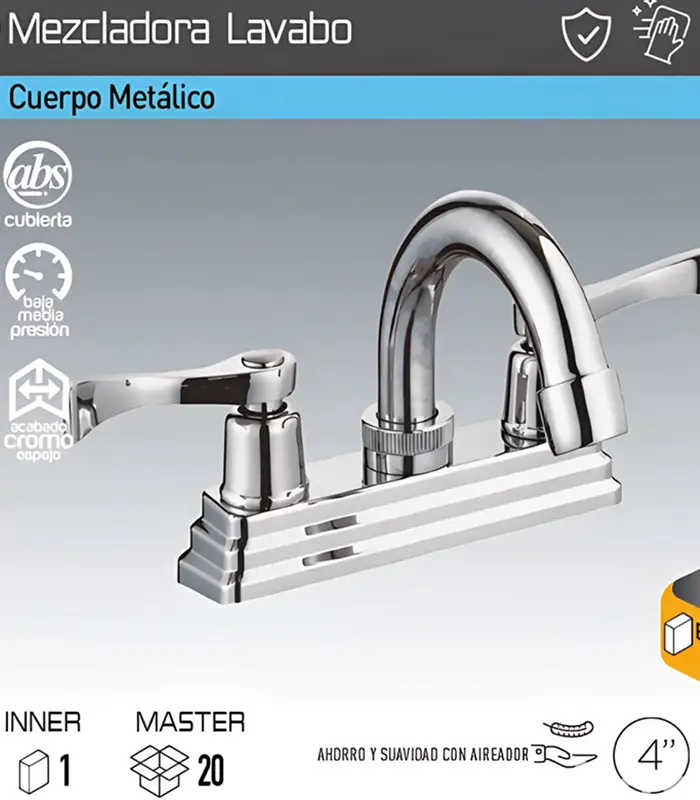 Mezcladora para lavabo 4″ KLL-4001 para baños KLEMP